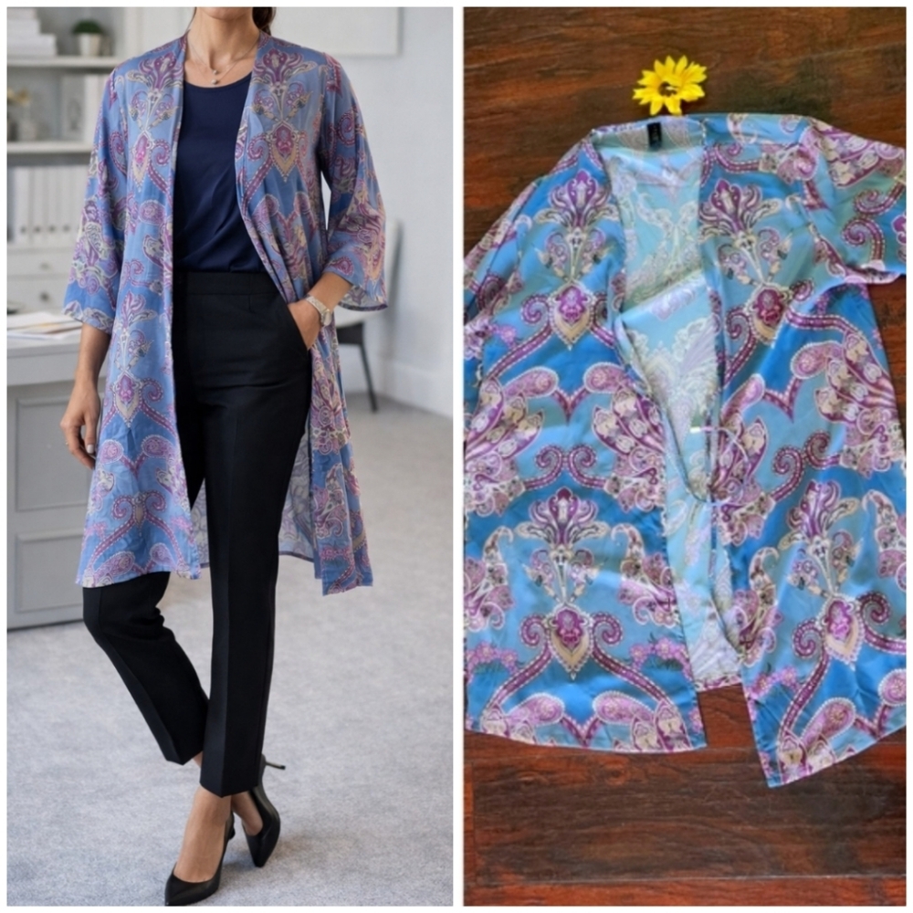 Laundry By SHELLI SEGAL Kimono Cardigan in Blue and Purple
